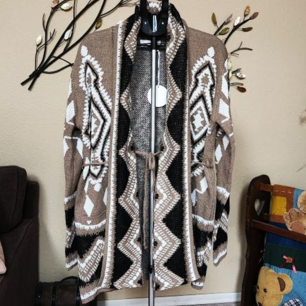 NWT Shop Wanna B Tie across sweater cardigan sz large